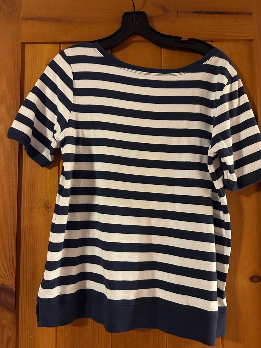 Navy and White Striped Women's Boatneck Top-lightly worn but not dried
